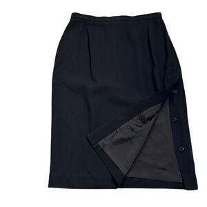 Vintage Emanuel Ungaro 100% Wool Brown Size 4 Button Up Side Slit Skirt